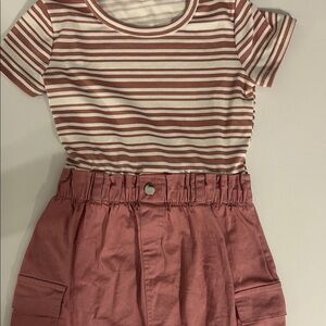 Striped Pink and White Kids Casual Dress